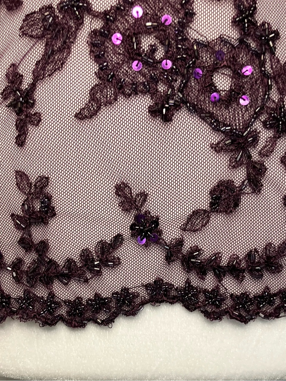 Mesh Beaded Lace Sheer Top Medium Purple Fairy Boho Y2k Laying Indie - Picture 5 of 8